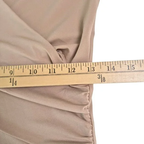 Abercrombie & Fitch Wrap Bodysuit Sz Med Long Sleeve Lined Tan Soft NWT Classic - Picture 6 of 9